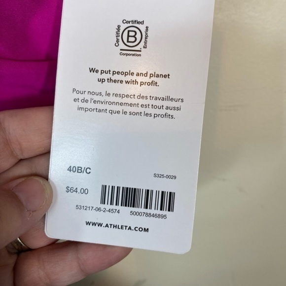 Athleta Square Neck Bra Cup‎ Bikini Top 40B/C Pink - Picture 2 of 6